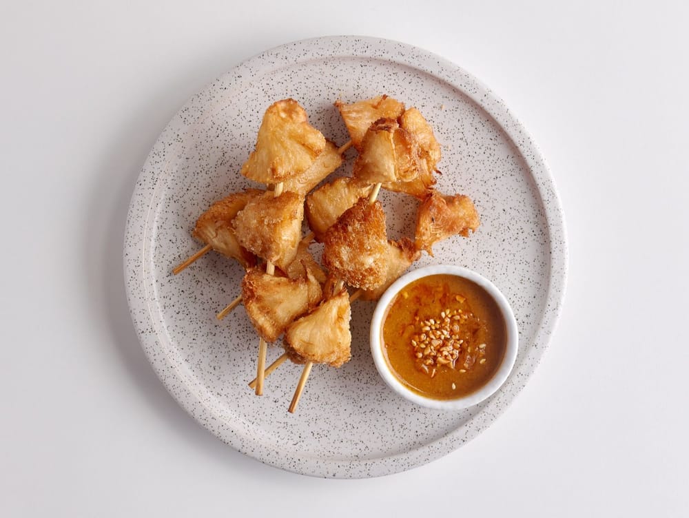 Monkey Head Mushroom Satay w Peanut Sauce