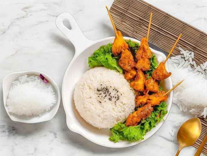 Lions Mane Satay Skewer Rice