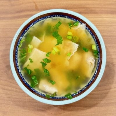 Home-made plant-based wantan soup - vegan